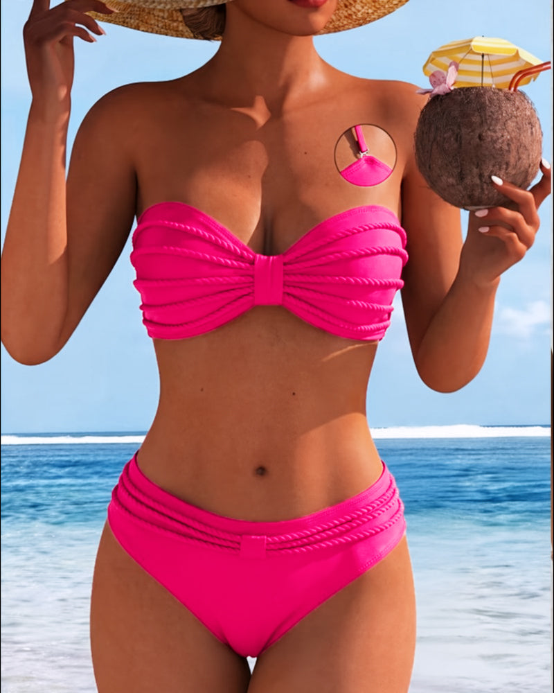 Bikini liso con cuello alto