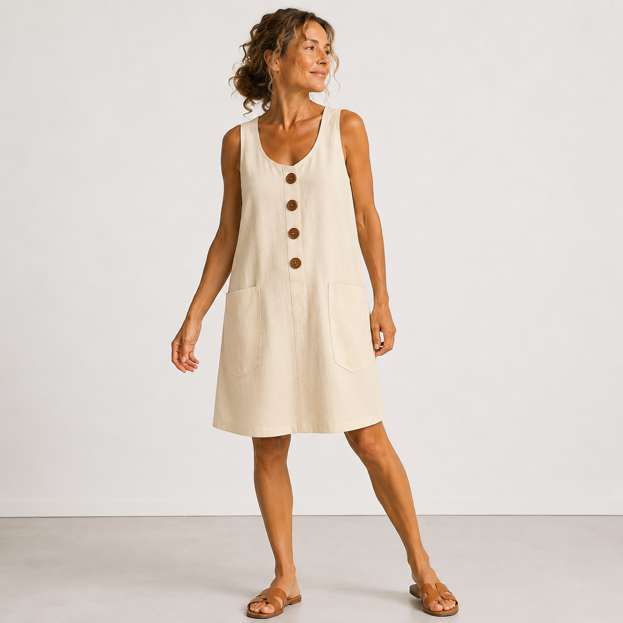 Carmen | Vestido fresco de algodón y lino