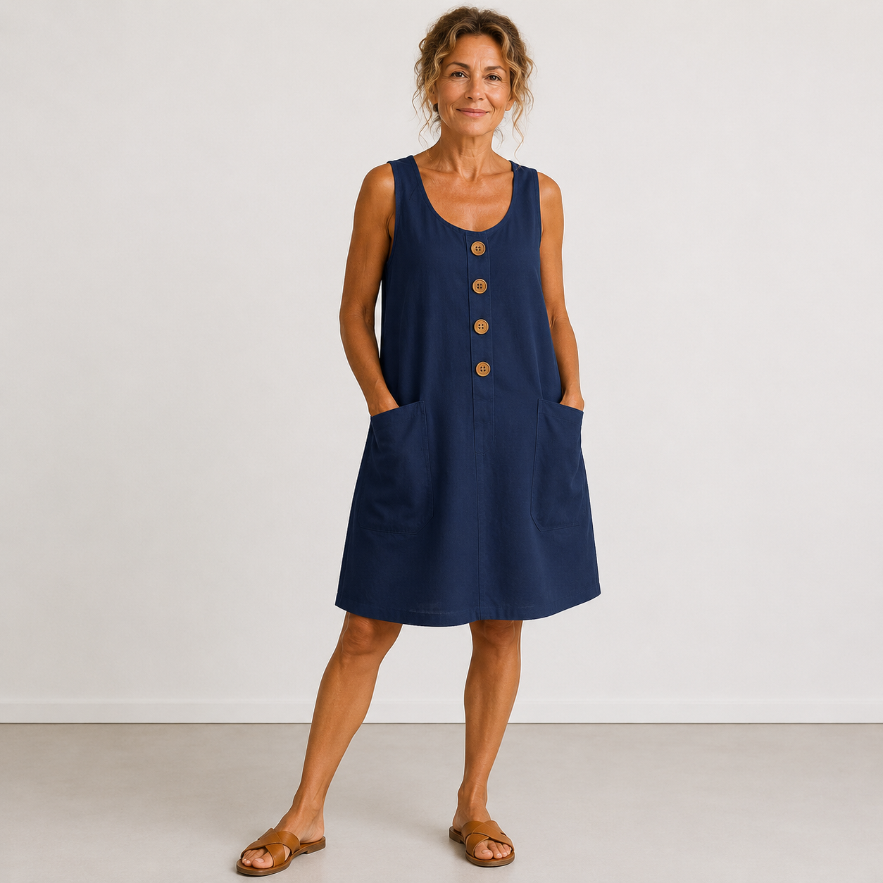 Carmen | Vestido fresco de algodón y lino