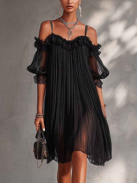 Lorena | Minivestido negro de muselina