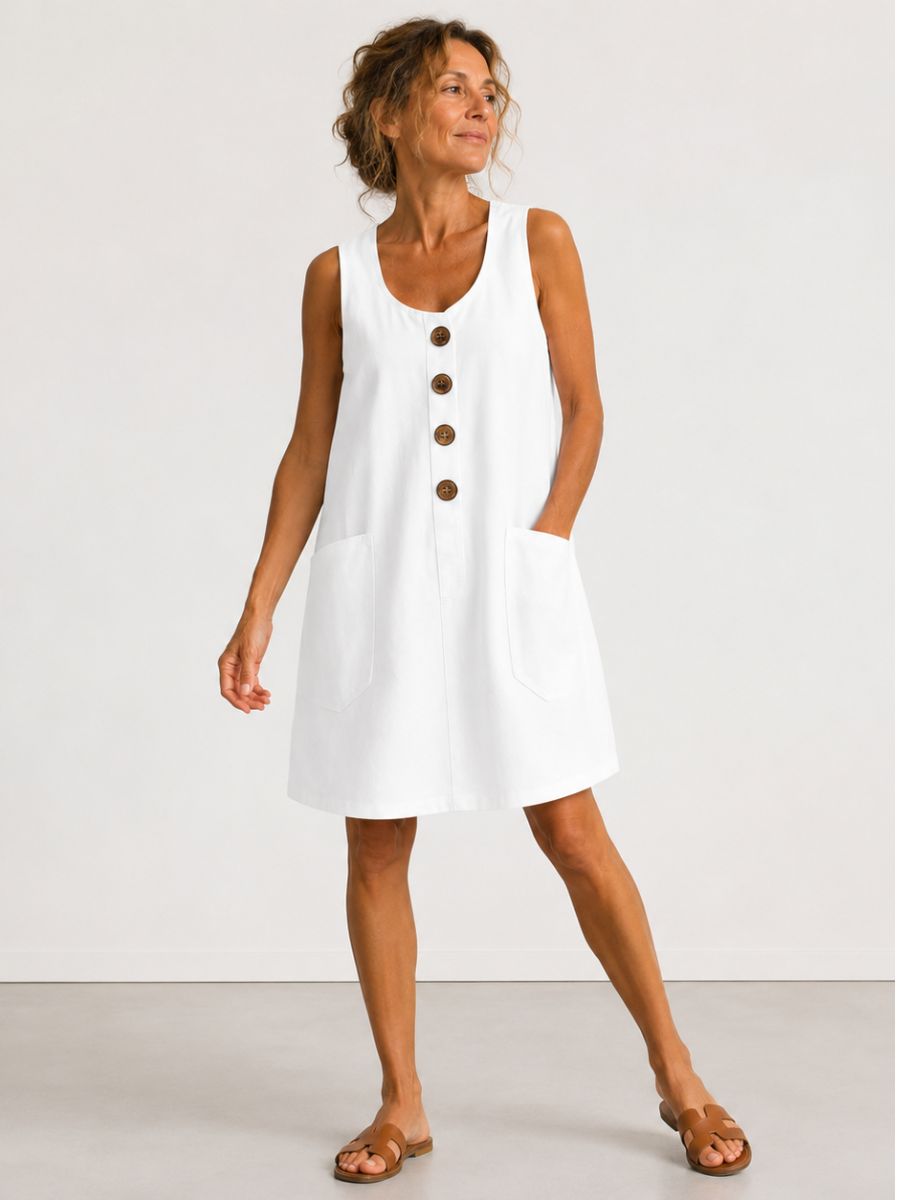 Carmen | Vestido fresco de algodón y lino