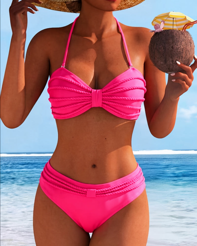 Bikini liso con cuello alto