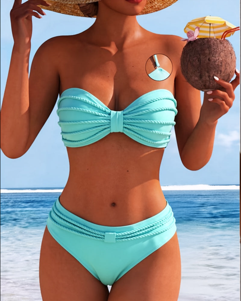 Bikini liso con cuello alto