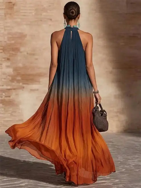 Paula | Vestido largo con cuello halter y escote en V
